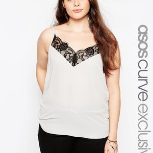 ASOS Curve Grey Cami With Lace Detail